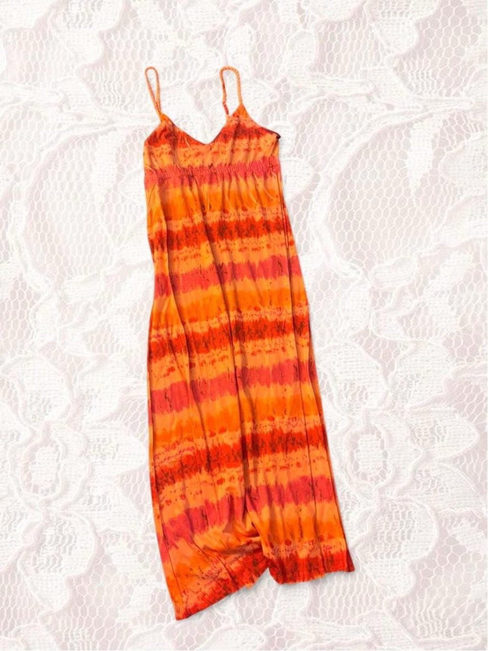 Jane Ashley Orange & Red Tie-Dye Maxi Dress